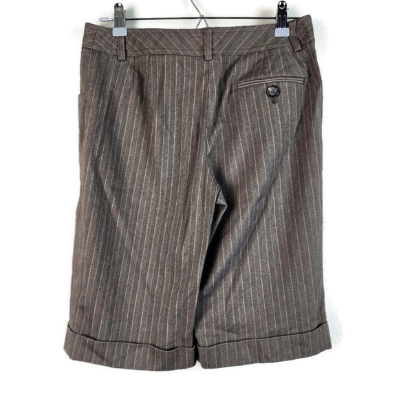 Alfani Size 4 Herringbone Pinstripe Brown Bermuda Shorts - Picture 4 of 6